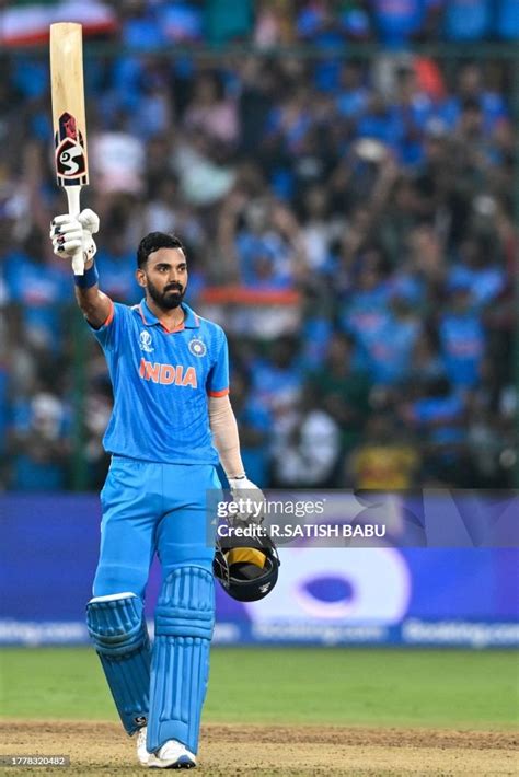 India's KL Rahul celebrates after scoring a century during the 2023... News Photo - Getty Images