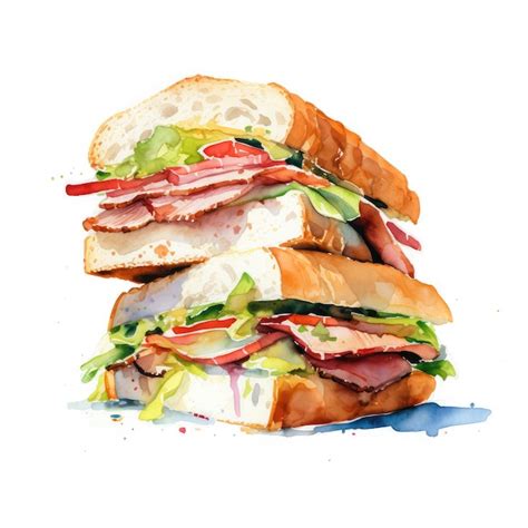 Premium AI Image | Sandwich watercolor illustration generative ai