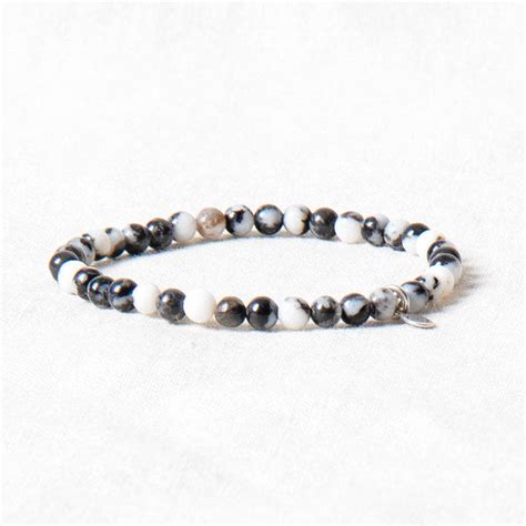 Black White Zebra Jasper Bracelet | Unique Jewelry