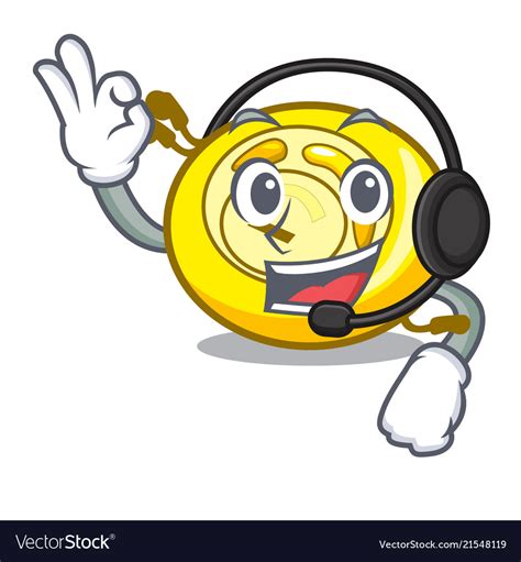 With headphone cd player mascot cartoon Royalty Free Vector