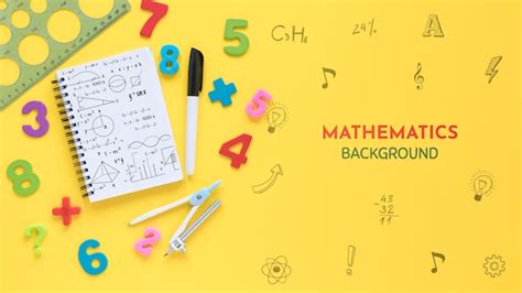 Top view of mathematics background with notebook and numbers | Free PSD ...