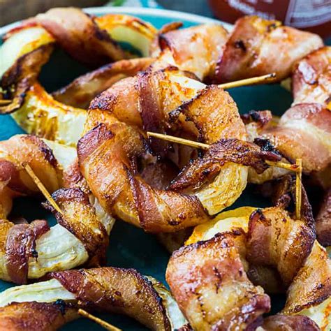 Air Fryer Bacon-Wrapped Onion Rings - Skinny Southern Recipes