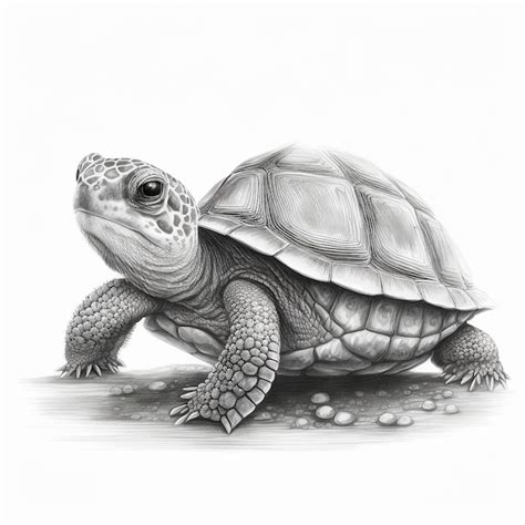 Premium Photo | Pencil sketch draw cute turtle animal AI Generated