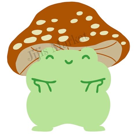 Frog Mushroom PNG Frog With Mushroom Hat Cute Cottagecore - Etsy