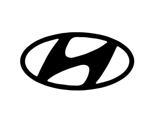 Hyundai Brand Logo Car Symbol Black Design South Korean Automobile ...