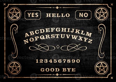 Planchette of Ouija Board on wooden texture. Poster with game of ghosts. Halloween play with ...