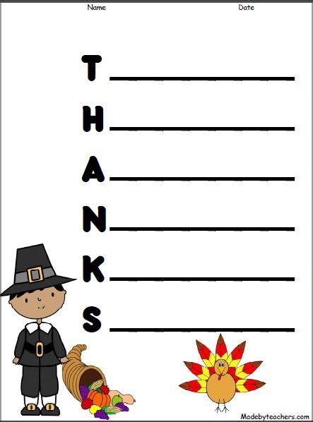 This is a free Thanksgiving Acrostic poem frame. Great for language ...