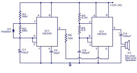 NE555 Police Siren Circuit | audio wiring diagram