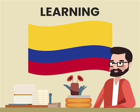 Premium Vector | Colombia flag with a male teacher learning or teaching ...