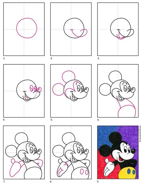 Easy How to Draw Mickey Mouse and Mickey Mouse Coloring Page | Mickey mouse drawings, Mickey ...