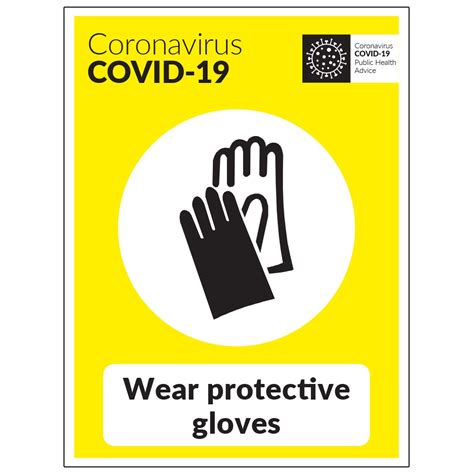 COVID-19 Wear Protective Gloves Sign Safety Signs Coronavirus