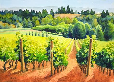 Vineyard Painting Art Print Archery Summit Vineyard 1 | Etsy