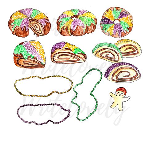 Mardi Gras Clip Art Watercolor King Cake Food Cake PNG - Etsy