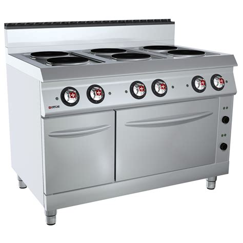 6 plates commercial electric stove, oven GN2/1, unit, 700