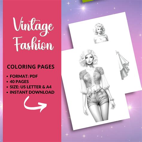 Vintage Fashion 40 Coloring Pages Coloring Book for Adults - Etsy