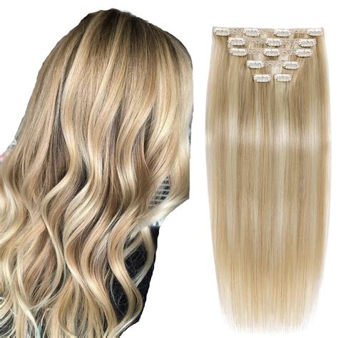 Clip in Hair Extensions Human Hair Straight Hair Ombre