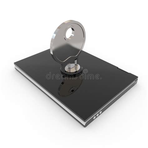 Laptop with Lock and Key. Concept of Security Stock Illustration - Illustration of laptop ...