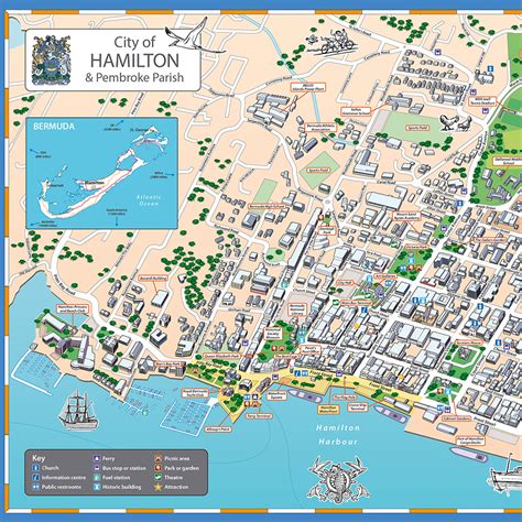 Illustrated Map of the City of Hamilton, Bermuda