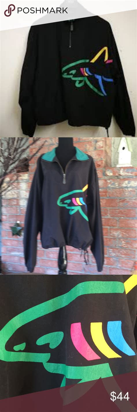 Greg Norman Shark Logo Black Windbreaker Vintage | Black windbreaker, Clothes design, Jackets ...