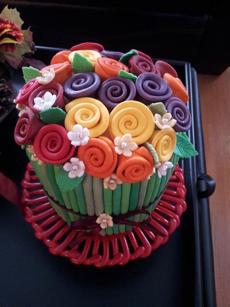 Ribbon Rose Cake In Vibrant Fall Colors Birthday Cake For My Aunt Mely Who Turned 65 Recently ...