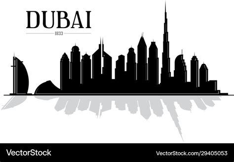 Dubai uae skyline silhouette Royalty Free Vector Image