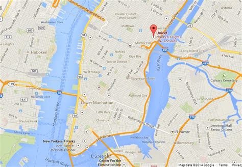 United Nations Headquarters on Map of Manhattan