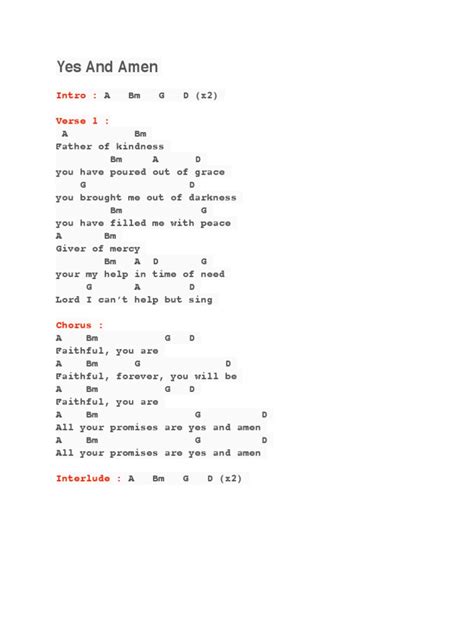 Yes and Amen Chord Chart | PDF