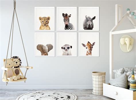 Safari Animals Nursery Decor Animals Print Set of 6 Baby - Etsy