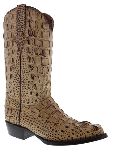 mens sand rustic crocodile alligator head western cowboy rodeo boots j toe | eBay