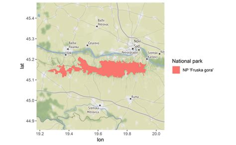 National Park "Fruška gora", "ggmap" package, terrain map | Download Scientific Diagram