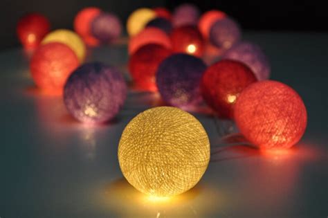 35 Bulbs Mixed sweet purple tones cotton ball string lights | Etsy