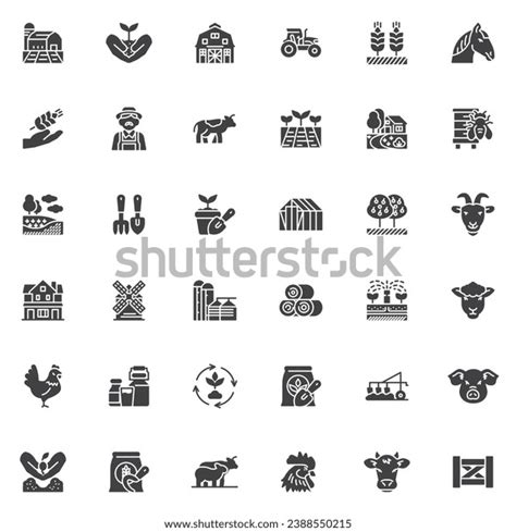 Farm Agriculture Vector Icons Set Modern Stock Vector (Royalty Free ...