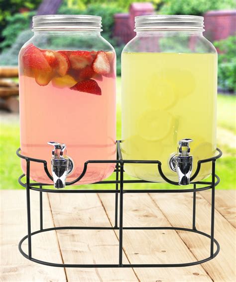 Glass Drink Dispenser for Parties - Set of 2- 1 Gallon Glass Jar ...