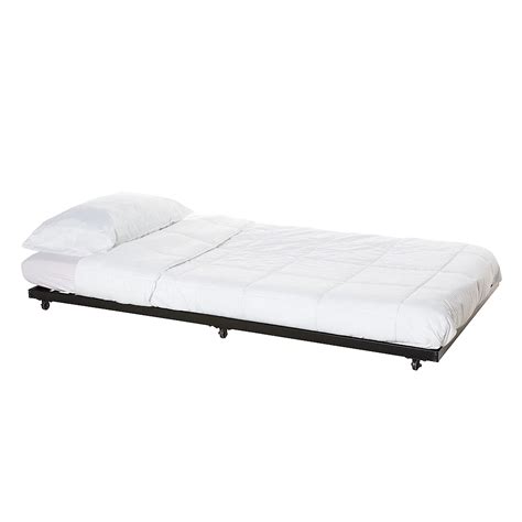 Welwick Designs Twin Roll-Out Trundle Bed Frame with Wheels- Black ...