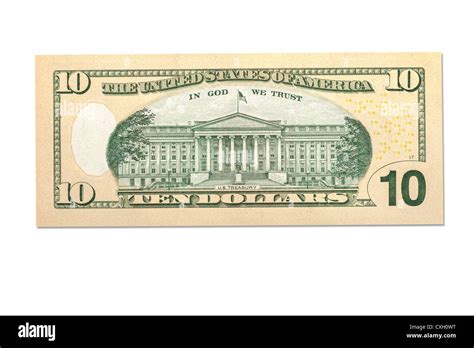 dollar bill, Ten-Dollar-Bill, backside, US-Dollar, isolated on 100% ...