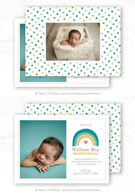 Rainbow Baby Birth Announcement Card | Birth announcement card, Baby ...