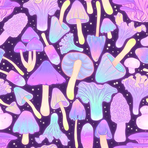 Colorful fabrics digitally printed by Spoonflower - Spooky Mushroom Hunt | Pop art, Witchy ...