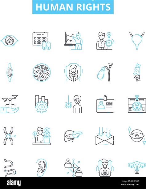 Human rights vector line icons set. Equality, Dignity, Respect, Liberty ...