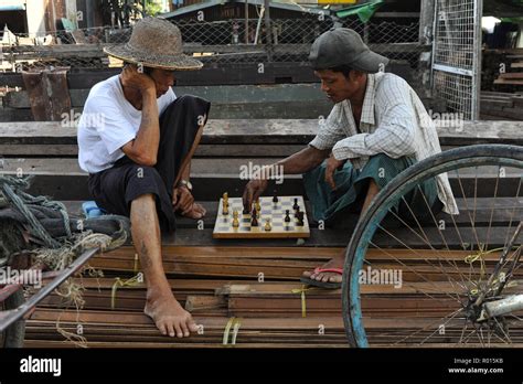 Yangon, Myanmar, chess player in Dala Stock Photo - Alamy