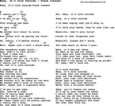 Song Baby, It's Cold Outside by Frank Loesser, song lyric for vocal ...