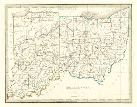 Map Antique Indiana Ohio | Indiana map, Map, Ohio map