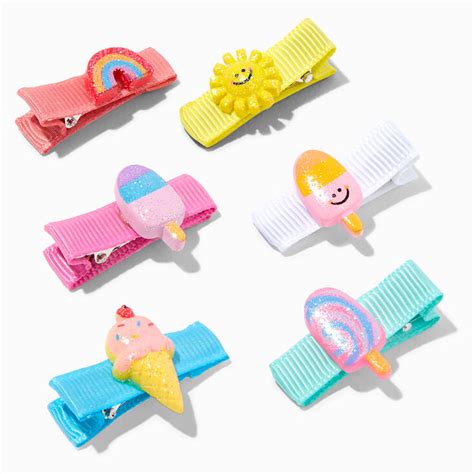 Claire's Club Summer Dessert Hair Clips - 6 Pack | Claire's