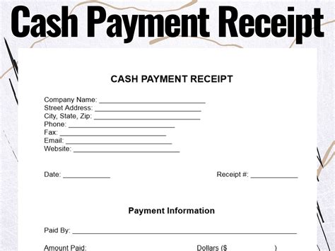 Cash Payment Receipt, Cash Payment Receipt Forms, Cash Payment Receipt Template - Etsy Singapore