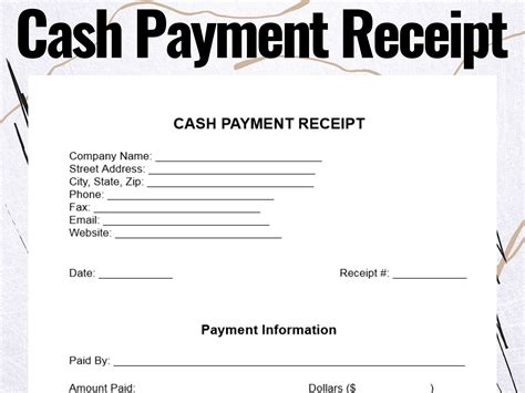 Cash Payment Receipt, Cash Payment Receipt Forms, Cash Payment Receipt Template - Etsy Ireland