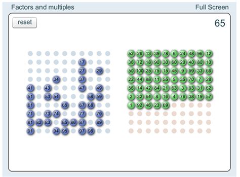 Factors and Multiples Game