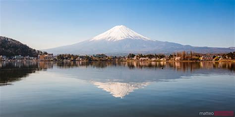 - Panoramic of mt Fuji reflected in lake, Fuji Five Lakes, Japan | Royalty Free Image