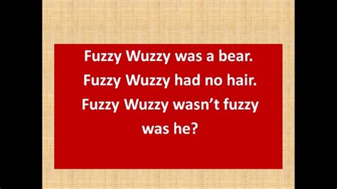 Tongue Twisters - 8 | Fuzzy Wuzzy was a bear - YouTube