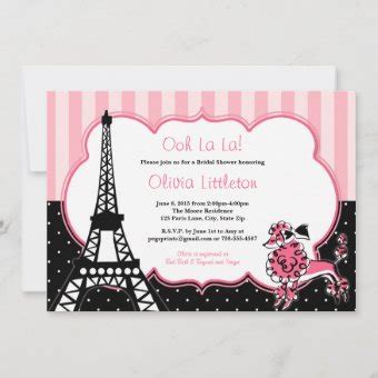 Paris Bridal Shower Invitations - Pink and Black | Zazzle