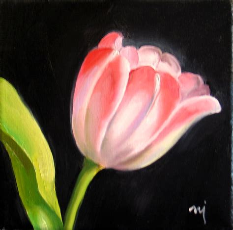 Nel's Everyday Painting: Tulip on Black - SOLD