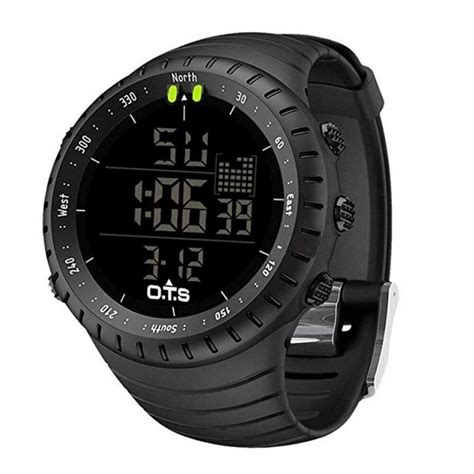 Negro Caucho Sport Digital Alarma Tapón Reloj Rubber Man Stopper Alarm ...